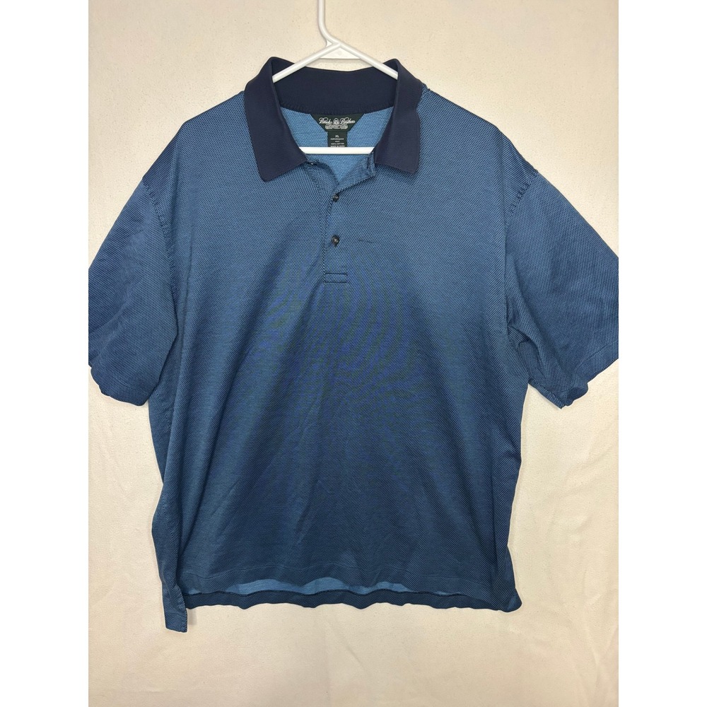 Brooks Brothers Country Club Mens XL Blue Performance Knit Cotton Polo Shirt